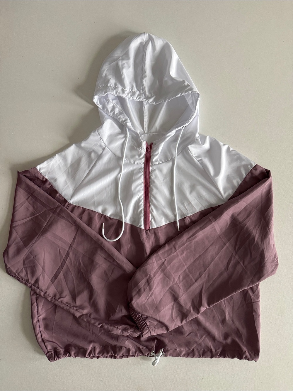 Under Armour White & Mauve Two-Tone Hooded Windbreaker